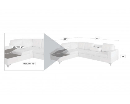 Stanza Antonella Left Facing Sectional - Gray