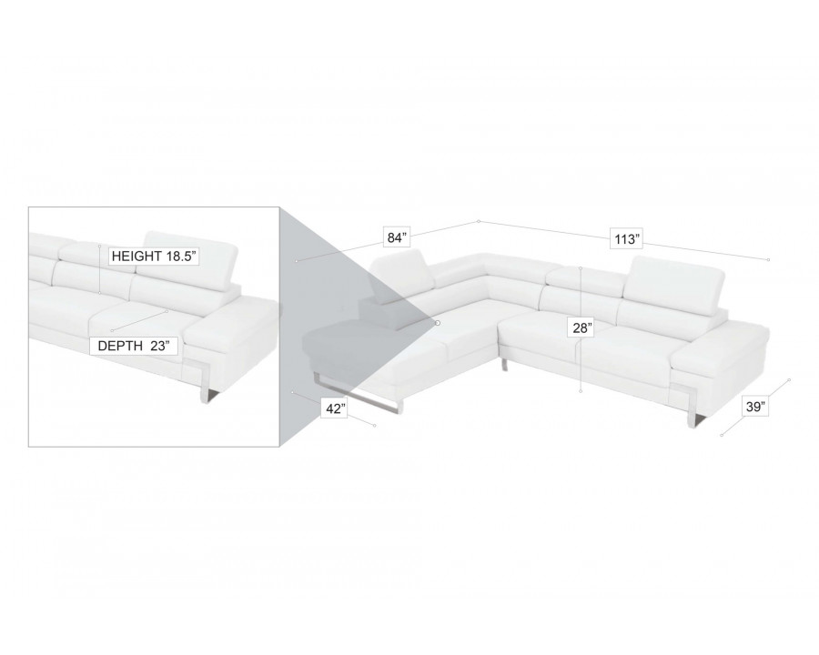 Stanza Athena Left Facing Sectional - Gray