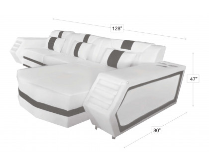 Stanza Boa Left Facing Sectional with LED - White