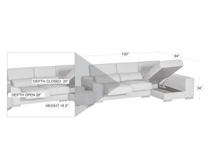 Stanza™ London Left Facing Sectional - White