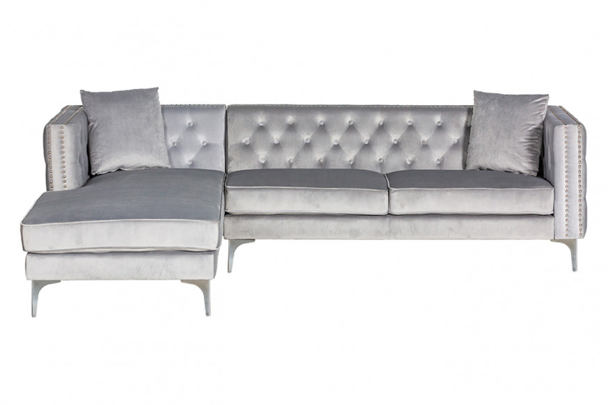 Stanza™ Melissa Left Facing Velvet Sectional - Gray