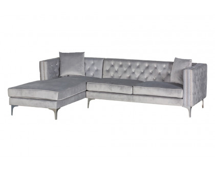 Stanza™ Melissa Left Facing Velvet Sectional - Gray