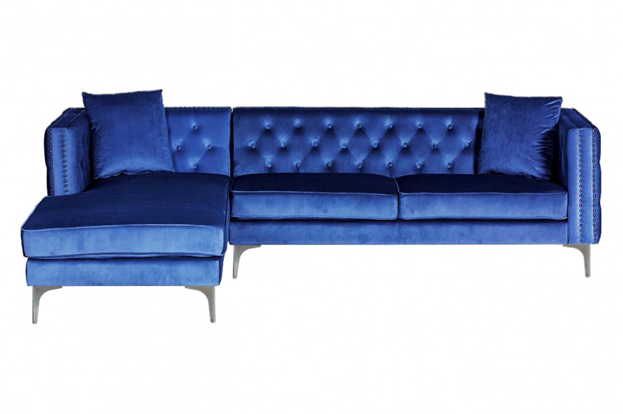 Stanza™ Melissa Left Facing Velvet Sectional - Blue