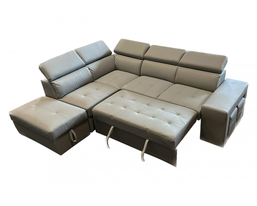 Stanza Positano Left Facing Eco Leather Sectional - Gray