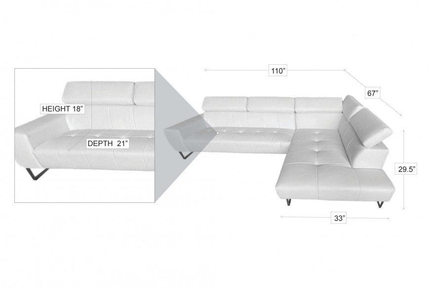 Stanza™ Turin Left Facing Sectional - White