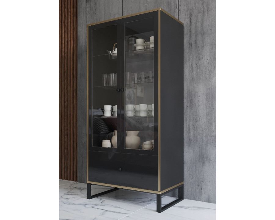 Styles Gloss Small China Cabinet - Black Gloss