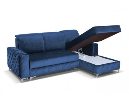 Styles Alfredo Left-Facing Mini Sectional - Blue, Velvet