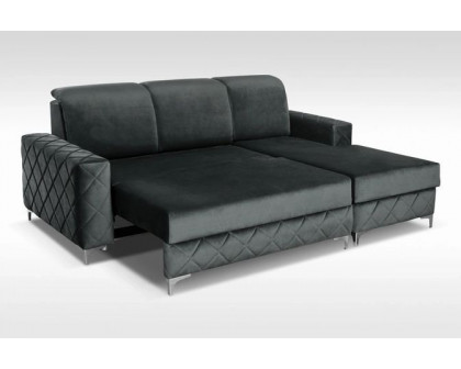 Styles Alfredo Left-Facing Mini Sectional - Gray, Velvet