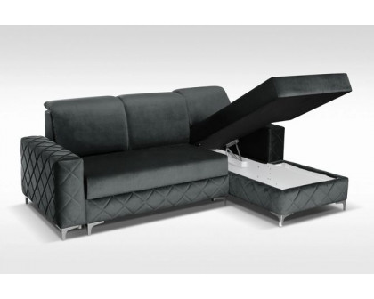 Styles Alfredo Left-Facing Mini Sectional - Gray, Velvet