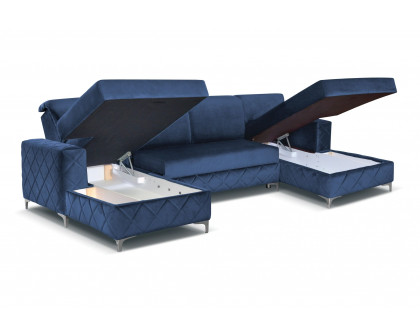 Styles Alfredo Sectional - Blue, Velvet