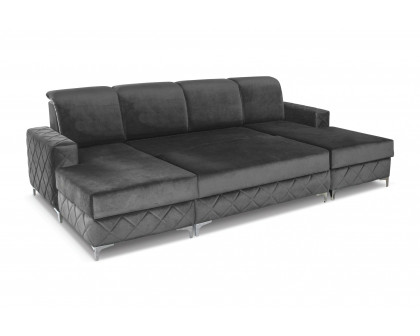 Styles Alfredo Sectional - Blue, Velvet