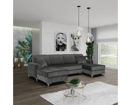 Styles Alfredo Sectional - Gray, Velvet