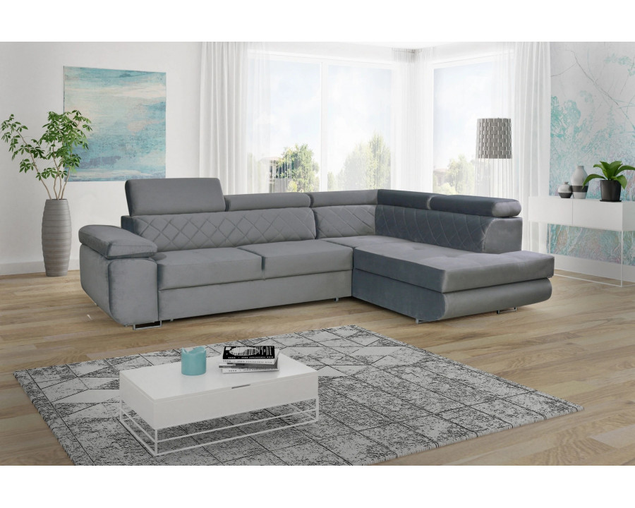 Styles Laguna Right-Facing Sectional - Gray, Microfiber/Microsuede