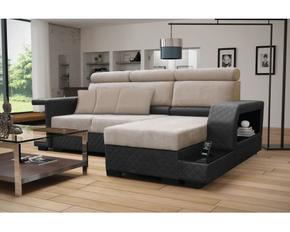 Styles Amaro Left-Facing Sectional - Beige, Fabric