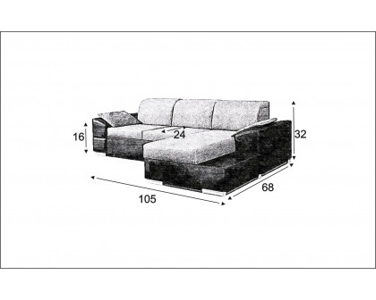 Styles Marcel Right-Facing Sectional - Gray, Vinyl