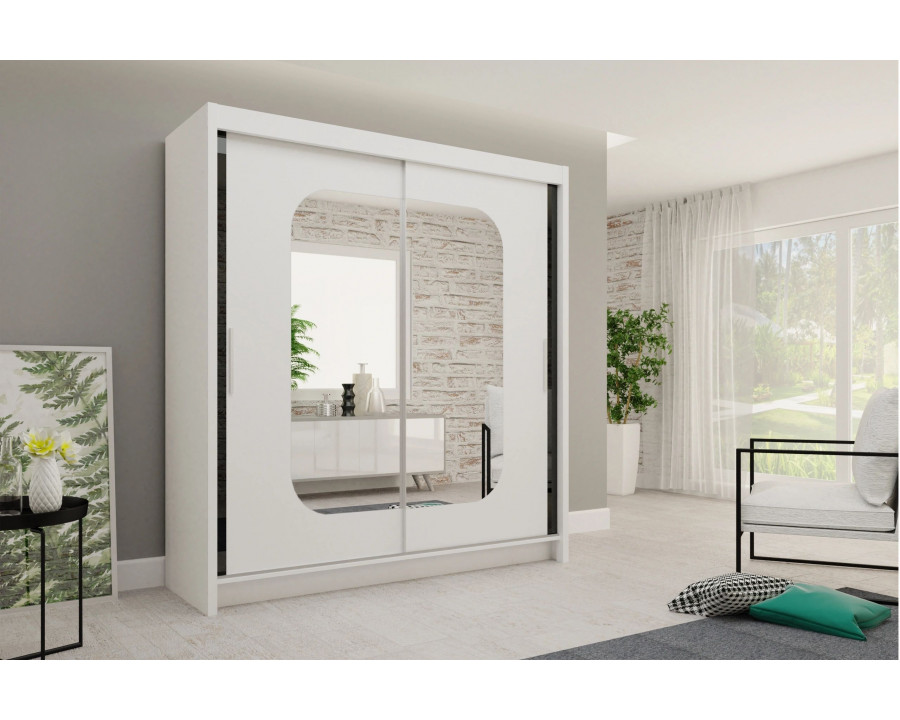 Styles Marika 59" Wardrobe - White Gloss, Manufactured Wood