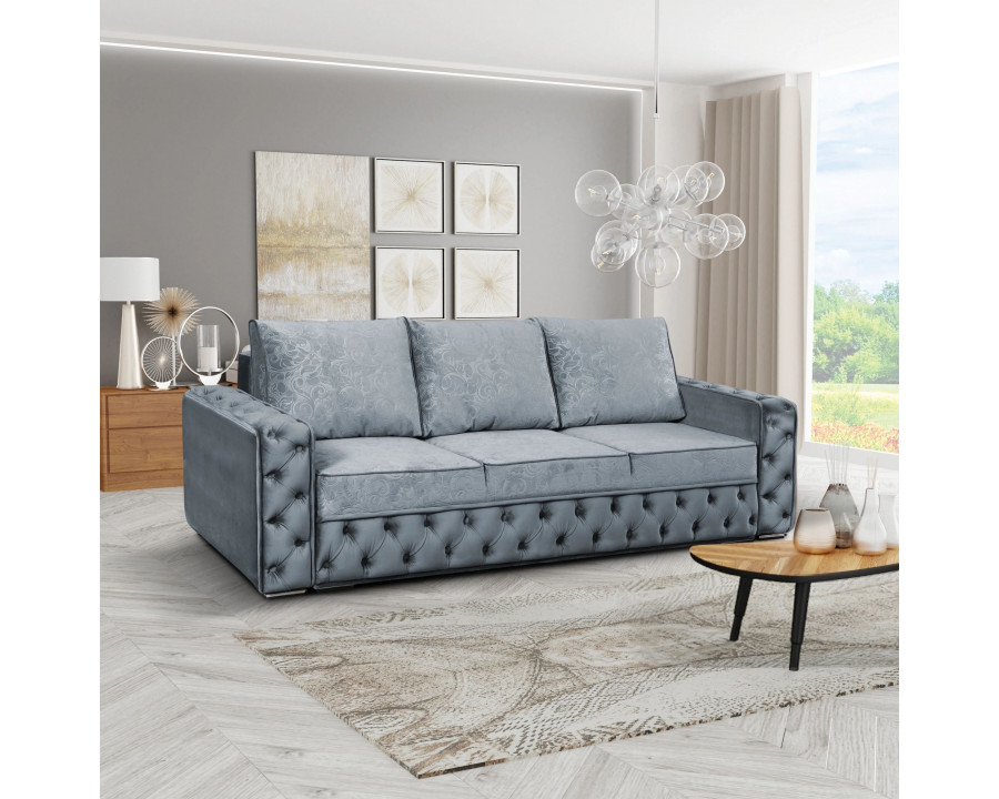 Styles Marylin Sofa - Gray, Tufted Fabric