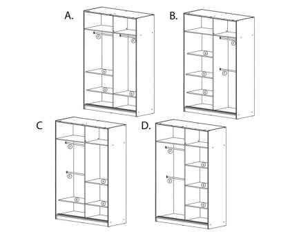 Styles Peso 47" Wardrobe - Black, Manufactured Wood