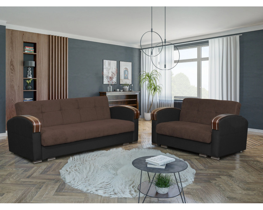 Styles - Samantha Sofa and Loveseat Set in Brown, Suede