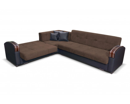 Styles Samantha Sectional - Brown, Microfiber/Microsuede