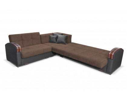 Styles Samantha Sectional - Brown, Microfiber/Microsuede