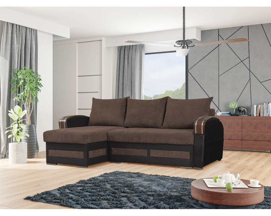 Styles Tommy Sectional - Brown, Velvet