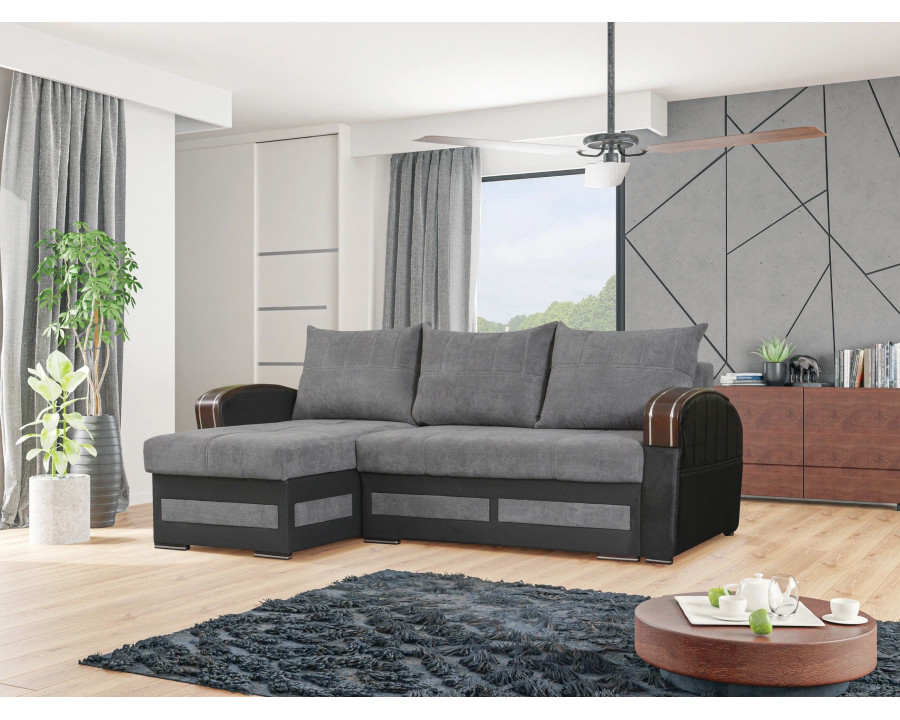 Styles Tommy Sectional - Gray, Velvet