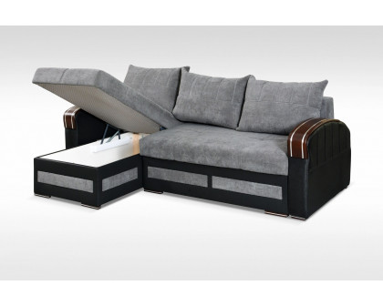 Styles Tommy Sectional - Gray, Velvet