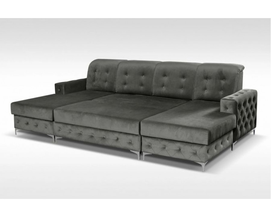 Styles - Verso Sectional in Gray, Velvet