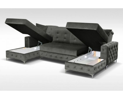 Styles - Verso Sectional in Gray, Velvet