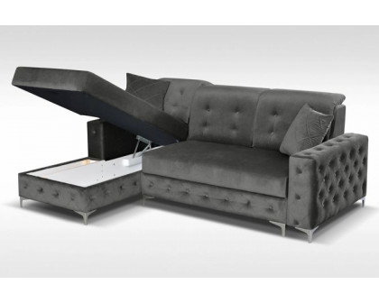 Styles - Verso Mini Sectional in Gray, Velvet