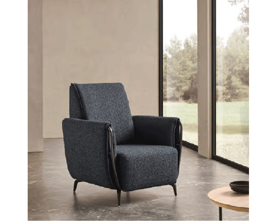 Suinta - Marta Solid Print Armchair in Fabric, Flared Arms