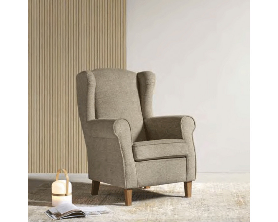 Suinta - Roble Solid Print Armchair in Fabric, Rolled/Round Arms