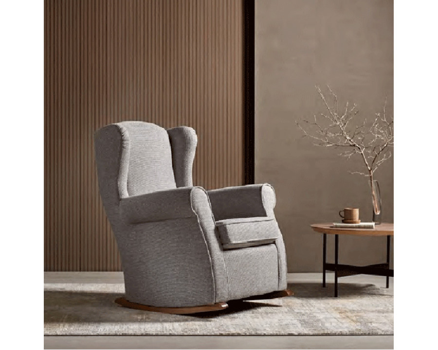 Suinta - Roble Solid Print Rocking Armchair in Fabric, Rolled/Round Arms