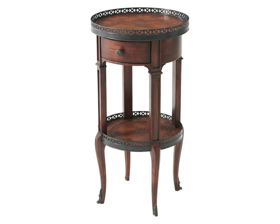 Theodore Alexander Walnut Circle Accent Table