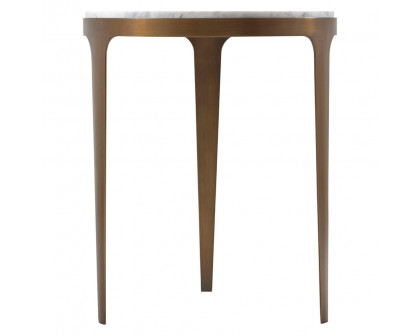 Theodore Alexander Gennaro Accent Table - Brushed Pyrite/White Marble