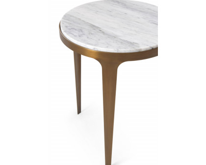 Theodore Alexander Gennaro Accent Table - Brushed Pyrite/White Marble