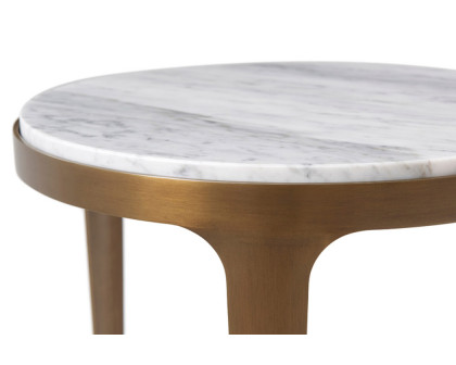 Theodore Alexander Gennaro Accent Table - Brushed Pyrite/White Marble