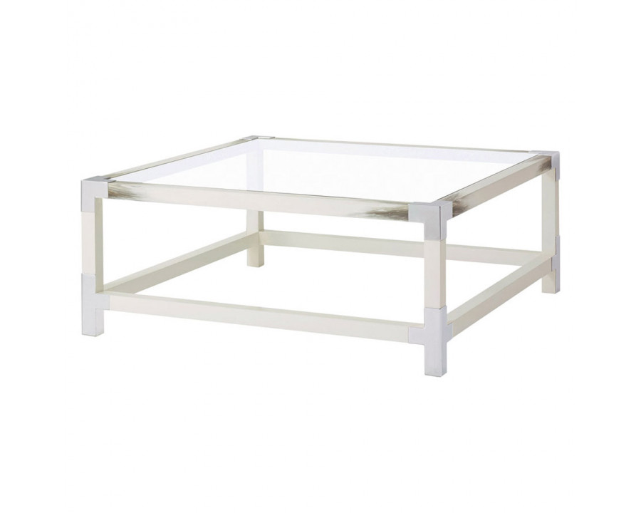 Theodore Alexander Cutting Edge Square Cocktail Table - Longhorn White