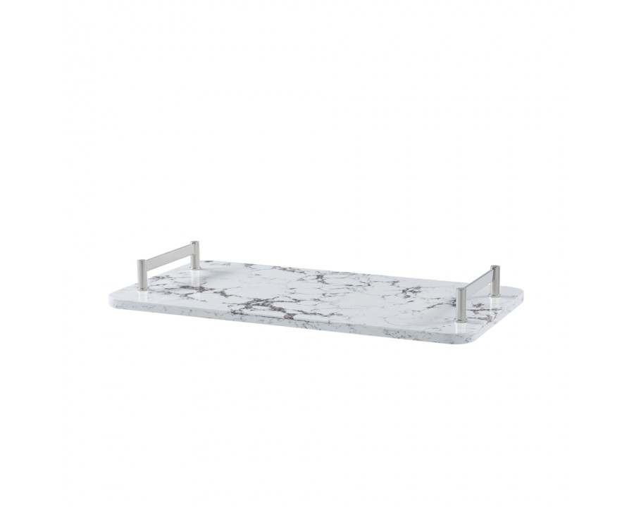 Theodore Alexander - Buchanan Grande Rectangular Decorative Tray in Nickel Plated Brass/Quartz