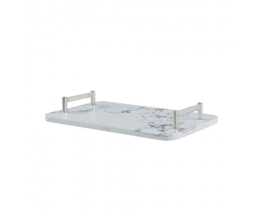 Theodore Alexander - Buchanan Piccola Rectangular Decorative Tray in Nickel Plated Brass/Quartz