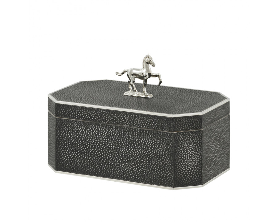 Theodore Alexander - Canter Decorative Box in Shagreen with Nickel Plated Brass Accents