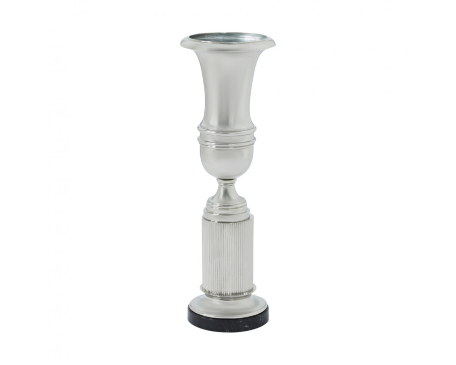 Theodore Alexander - Coronet Reeded Decorative Urn in Nickel Plated Brass with Marble