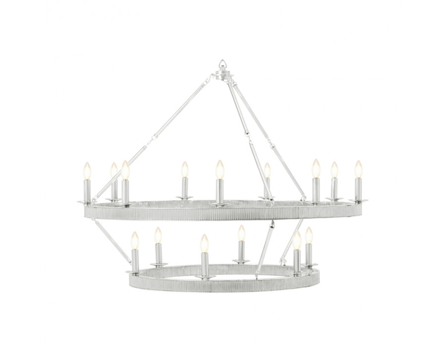 Theodore Alexander Simon Grande Stack Round Chandelier - Nickel Plated