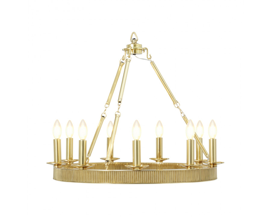 Theodore Alexander Simon Media Round Chandelier - Polished Brass