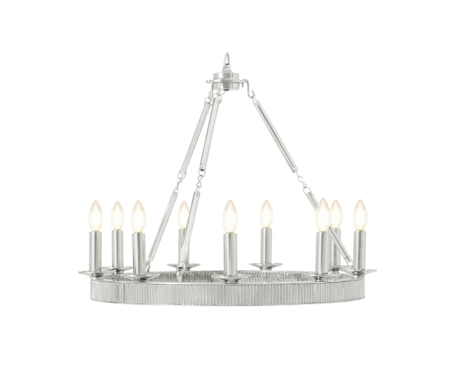 Theodore Alexander Simon Media Round Chandelier - Nickel Plated