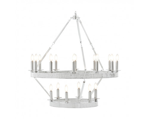 Theodore Alexander Simon Media Stack Round Chandelier - Nickel Plated