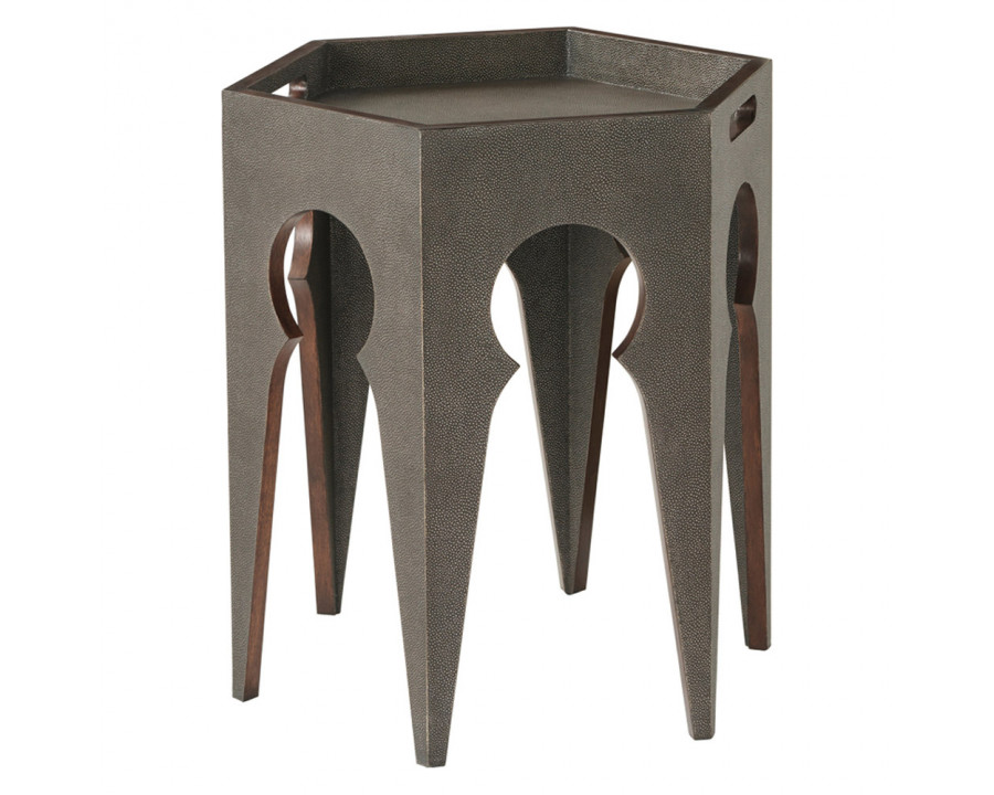 Theodore Alexander Radium Hexagonal Accent Table - Tempest Shagreen