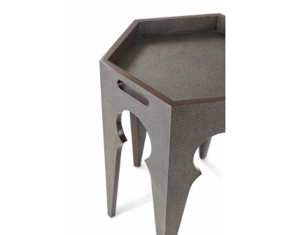 Theodore Alexander Radium Hexagonal Accent Table - Tempest Shagreen