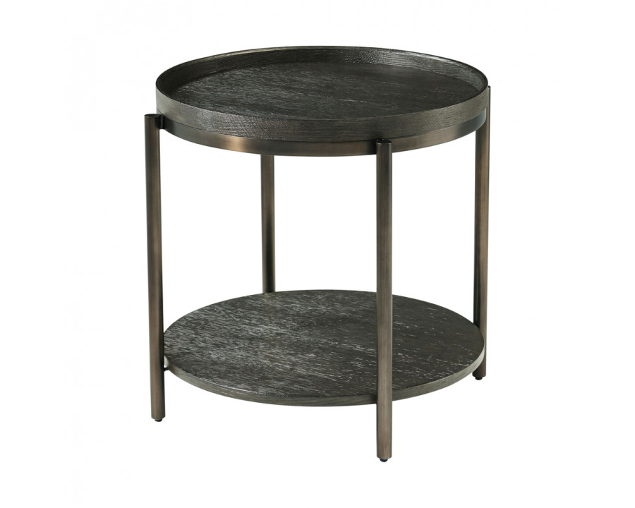 Theodore Alexander Repose Large Round Side Table - Charcoal Oak